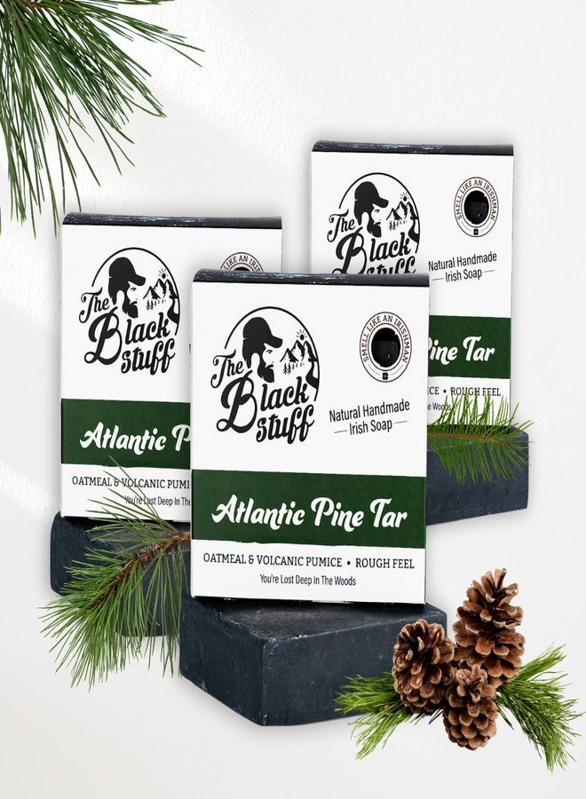 The Black Stuff All Natural Bar Soap for Men Handmade Cold Process Soaps with Organic Ingredients and Essential Oils - Mens Soap for Daily Use, Atlantic Pine Tar (3 Packs) - Image 1